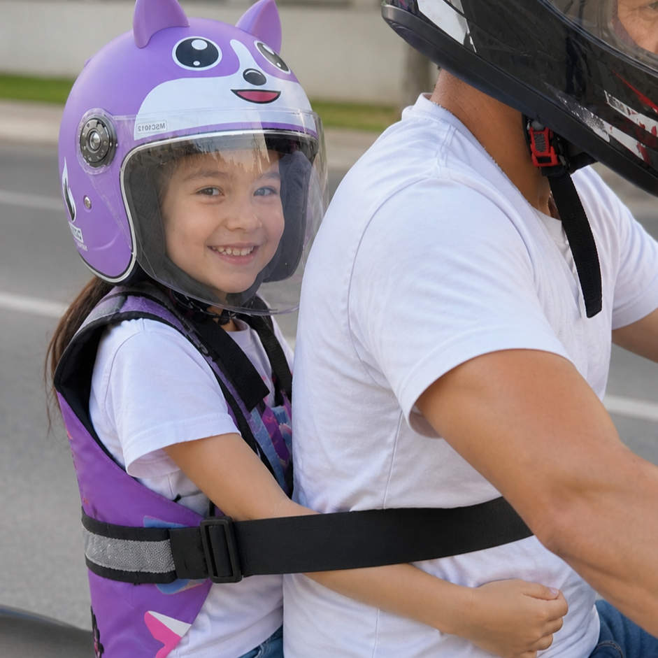 COMBO Casco de Moto + Chaleco de Seguridad Niños🧡
