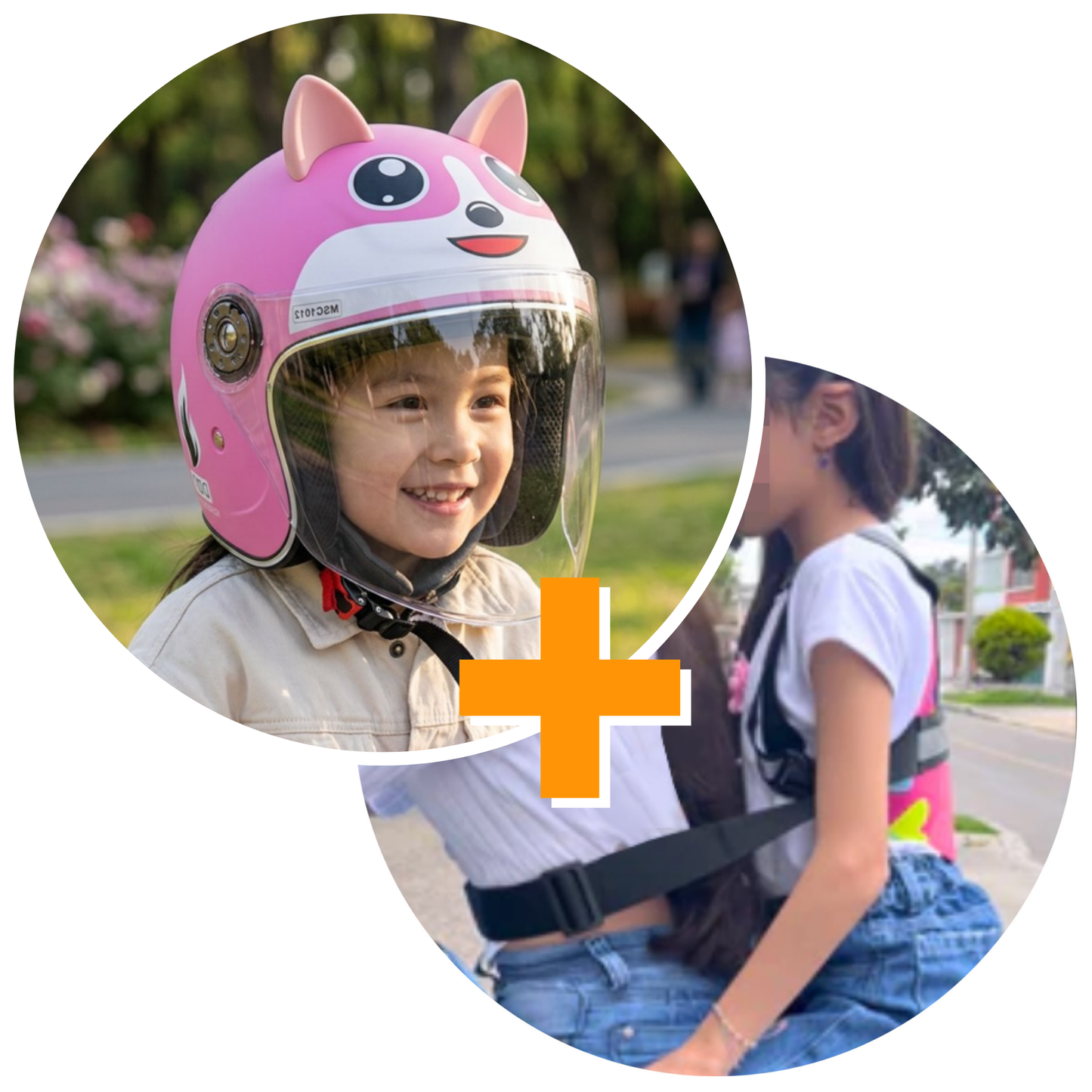 COMBO Casco de Moto + Chaleco de Seguridad Niños🧡