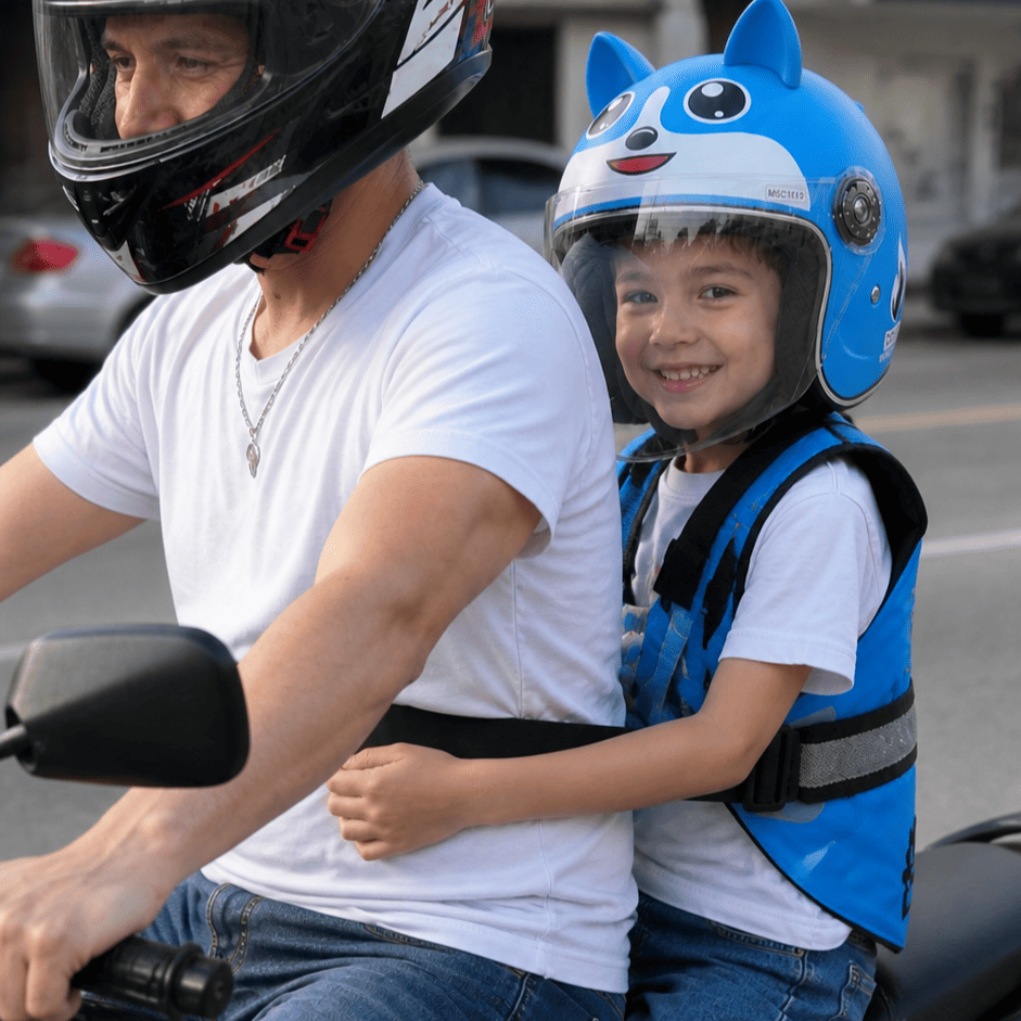 COMBO Casco de Moto + Chaleco de Seguridad Niños🧡